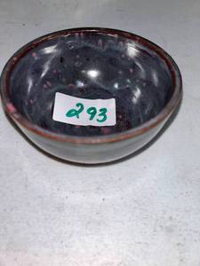 lot 293 image: Ceramic Bowl Dark Glaze Red Speckle small