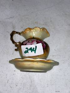 lot 294 image: Ceramic Pitcher with Floral Decoration and Underplate