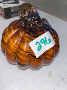 lot 296 image: Amber Glass Hand-Shaped Bottle with Stopper
