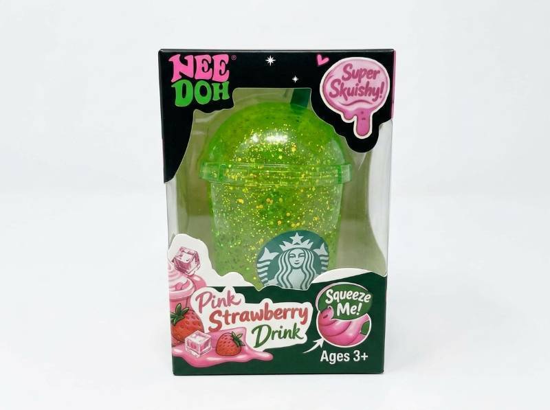 lot 63829 image: Nee Doh Pink Strawberry Drink Squishy Toy-Green