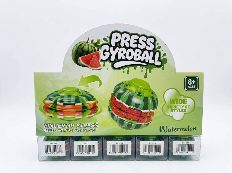 lot 63849 image: Press Gyroball Watermelon Fingertip Stress Relief Toy