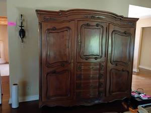 Louis XV Armoire with Center Drawers.   10 drawers total.   77 x 80 x 26.   Very large and heavy!  Bring help
