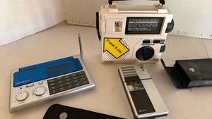 lot 1103 image: Grundig AMFMSW1,2 World Band Receiver with Crank Power, Ultronic radio and Norelco mini tape recorder