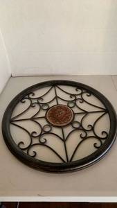 lot 1120 image: Decorative Metal Wall Art Round Medallion Center Scrollwork Design 16 inches