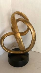 Abstract Interlocking Loop Sculpture with Base 11 inches tall
