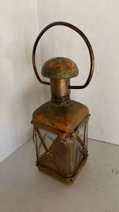 lot 1122 image: Vintage Lantern with Handle and Glass Panels