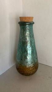 lot 1123 image: Decorative Bottle with Cork Stopper 13 inches tall