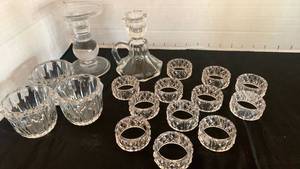 lot 1137 image: Plastic Napkin Rings, glass Candlestick holders