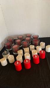 lot 1139 image: LED Flameless Candles with Glass Votive Holders with candles