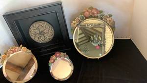 lot 1140 image: Home decor Decorative Mirrors with Floral Trim 10 inch and smaller and Frames wall  decor 11 inches