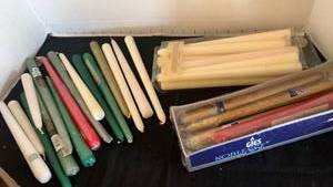 lot 1155 image: Lot of Taper Candles Mixed Colors and Sizes Approximately 30 Pieces