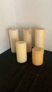 lot 1165 image: Pillar Candles 8 inches tall and smaller Cream Tan