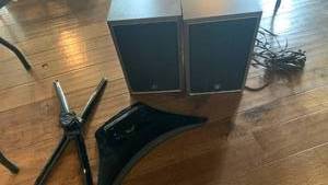 lot 1170 image: Sony Speakers and Pair of Tv stands