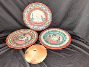 lot 1205 image: Mexican decorative Plate Set with pottery