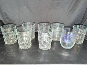 lot 1215 image: Set of Cut Cristal dArques Carrollton Whiskey Glasses with Crosshatch Pattern