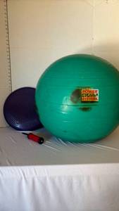 lot 1316 image: Power Systems Exercise Ball 65cm with Balance Pad and Hand Pump