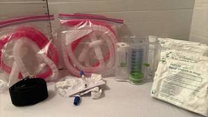 lot 1345 image: Bard Dispoz-A-Bag Leg Bag Medium 19 oz 4A4173 with Drainage Tube