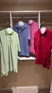 lot 1408 image: Lot of 4 Polo Shirts Green Blue Pink Red Striped Large