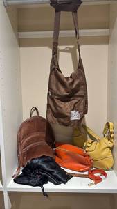 lot 1435 image: National Parks Conservation Association Shoulder Bag with Leather Backpack and Two Colored Leather Purses
