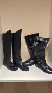 lot 1437 image: Gianni Bini and Josef Seibel 7.5 Black Leather Riding Boots
