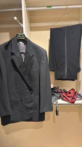 lot 1459 image: MenTwo-Piece Tux Black Jacket and Trousers with Cumbersome Ties and More 42 L