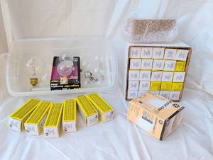 lot 2003 image: Light Bulb Assortment Lot Incandescent Teardrop Clear Cand 25W