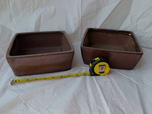 lot 2018 image: 2 Rectangular Planters Containers Brown 8 inches