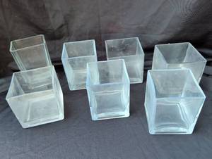 lot 2021 image: Clear Glass Square Vases mostly 4x4