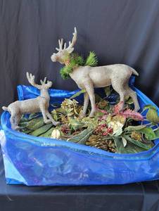 lot 2042 image: Christmas Arrangement Mix Evergreen Branches Pinecones Berries in zip tote