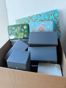 lot 2109 image: Holiday Gift Box Lot with Decorative Tins and lots of assorted boxes