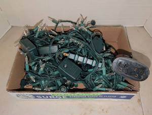 lot 2205 image: Green Christmas Light String with Multiple Bulbs and Controllers