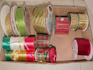 lot 2210 image: Decorative Ribbon Lot Spools Holiday Christmas Assorted Colors