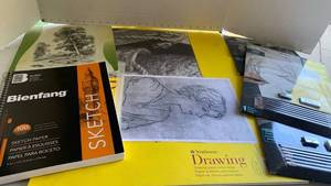 lot 2341 image: Art Supplies Lot Sketch Paper Drawing Pads Pencils Erasers