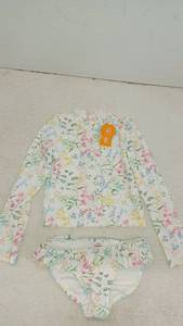 lot 10593 image: Gymboree Youth Size 8 Floral Print Long Sleeve 2 Piece Swimwear