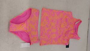 lot 10596 image: Lands End Girls Two Piece Swimsuit Pink Orange Floral, 8
