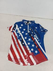 lot 10612 image: AOBUTE Womens Patriotic Polo Shirt Short Sleeve Large