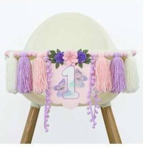 lot 10617 image: Butterfly Wildflower 1st Birthday High Chair Banner