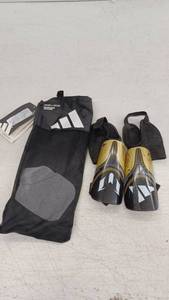 lot 10657 image: Adidas Football Soccer Shin Guards w Bag, Size LG
