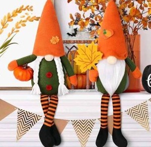 lot 10728 image: Ayieyil Fall Gnome Decorations Orange & Green