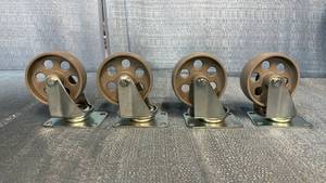lot 2020 image: Set of 4 Swivel Caster Wheels with Steel Wheels 3.5 inch