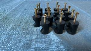 lot 2041 image: Lot of 15 Black Round Pull Knobs.