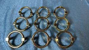 lot 2058 image: Lot of 9 Gold Ring Cabinet or Drawer Pull Handles.