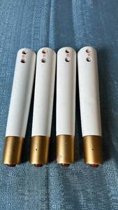 lot 2129 image: Lot of 4 Round White Wooden Furniture Legs.