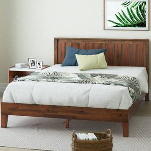 lot 80 image: ZINUS Vivek Deluxe Wood Platform Bed Frame with Headboard, Wood Slat Support, No Box Spring Needed, Easy Assembly, Queen - Retail $279