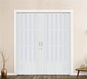 lot 81 image: 72X80in Interior Double Glass Accordion Door for Big Opennings, WhiteBi Folding Closet Door, Includes Mounting Hardware, Double-sided Handle, Latch, Doors Close Middle - Retail $330