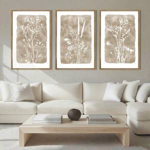 lot 87 image: ANHUIB Beige Neutral Floral Canvas Wall Art 24x36 Inch Framed Brown Botanital Wall Decor Large Rustic Farmhouse Wildflower Artwork Boho Vintage Plant Art Prints Set of 3 for Living Room Bedroom Office - Retail $130