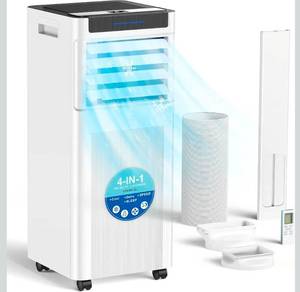lot 118 image: 10000 BTU Portable Air Conditioners, Portable AC up to 450 Sq.Ft,4 in 1 Portable AC Unit with Cool,Dehumidifier,Fan Modes&Sleep,Remote Control&24H Timer,AC Unit for Bedrooms Powers On - Retail $289