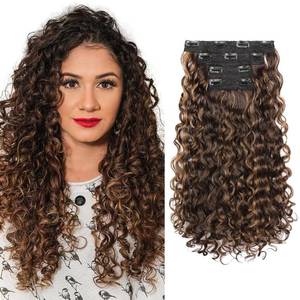 lot 2214 image: REECHO GoGo Curly Clip-in Extensions 4pcs 18 100% Protein, Invisible Lace