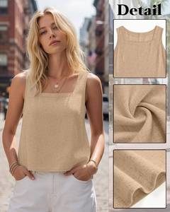 lot 2230 image: Huukeay 2 Pack Womens Linen Tank Tops - Medium, Khaki & Brown