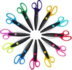 lot 2236 image: Decorative Edge Craft Scissors, 12 Pack Pattern Scissors with Comfort Grip
